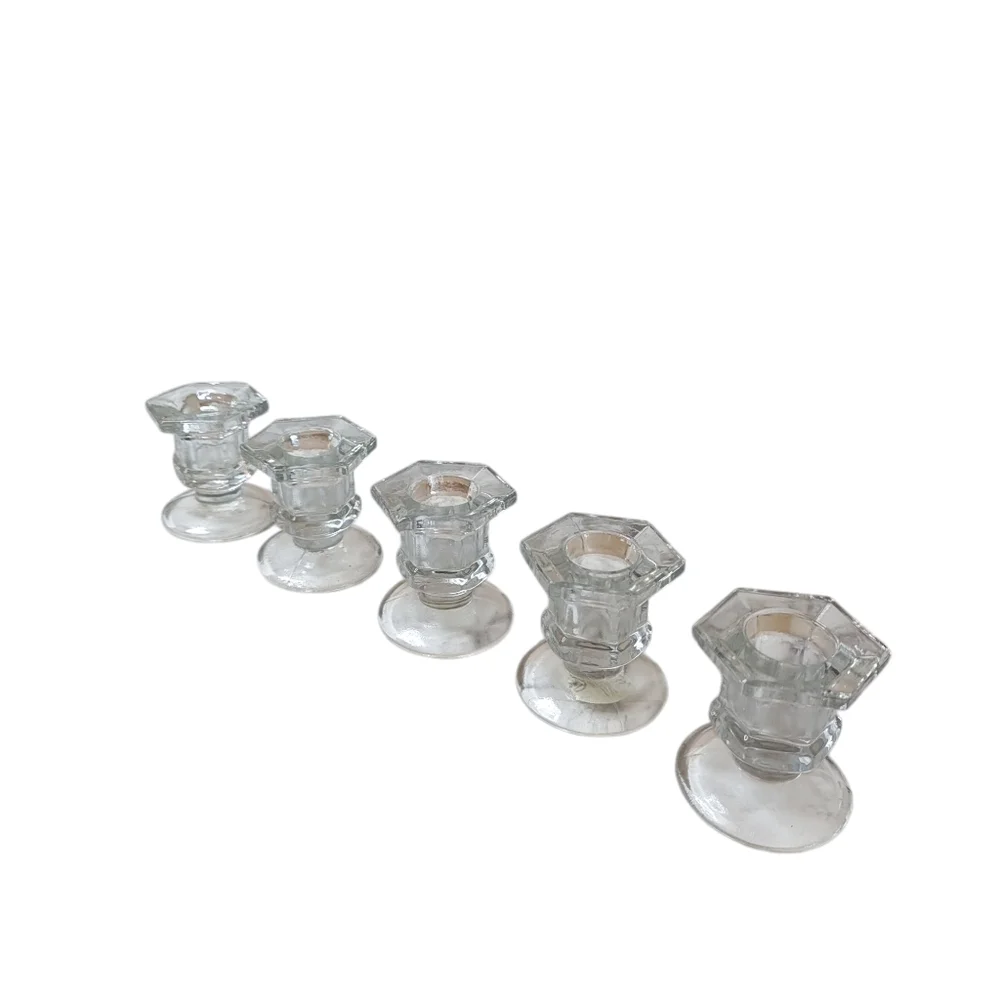 Glass Candle Votive Tealight Candlestick Holder Set Of 5